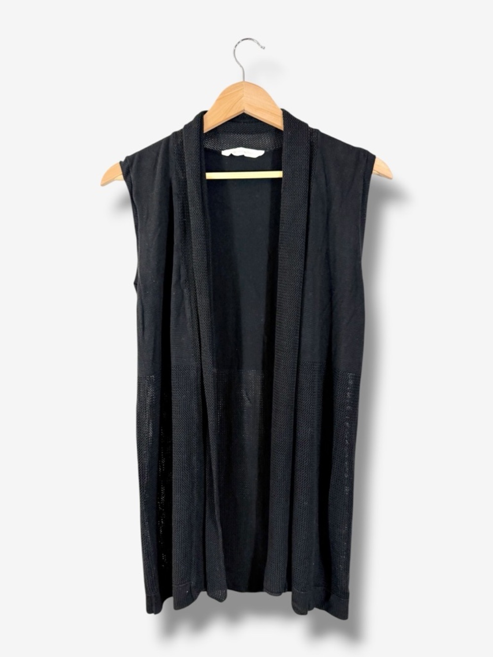 Soft Surroundings Black Longline Duster Size S Open Front Lagenlook Minimalist